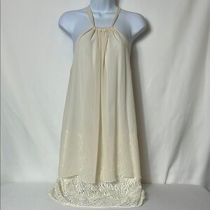 New Emma & Michele Women’s Size 13 Cream Dress Layered Lace Detail Halter Top